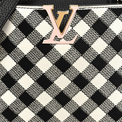 Louis Vuitton Taurillon Embroidered Vichy Capucines BB Black White 7 of 9