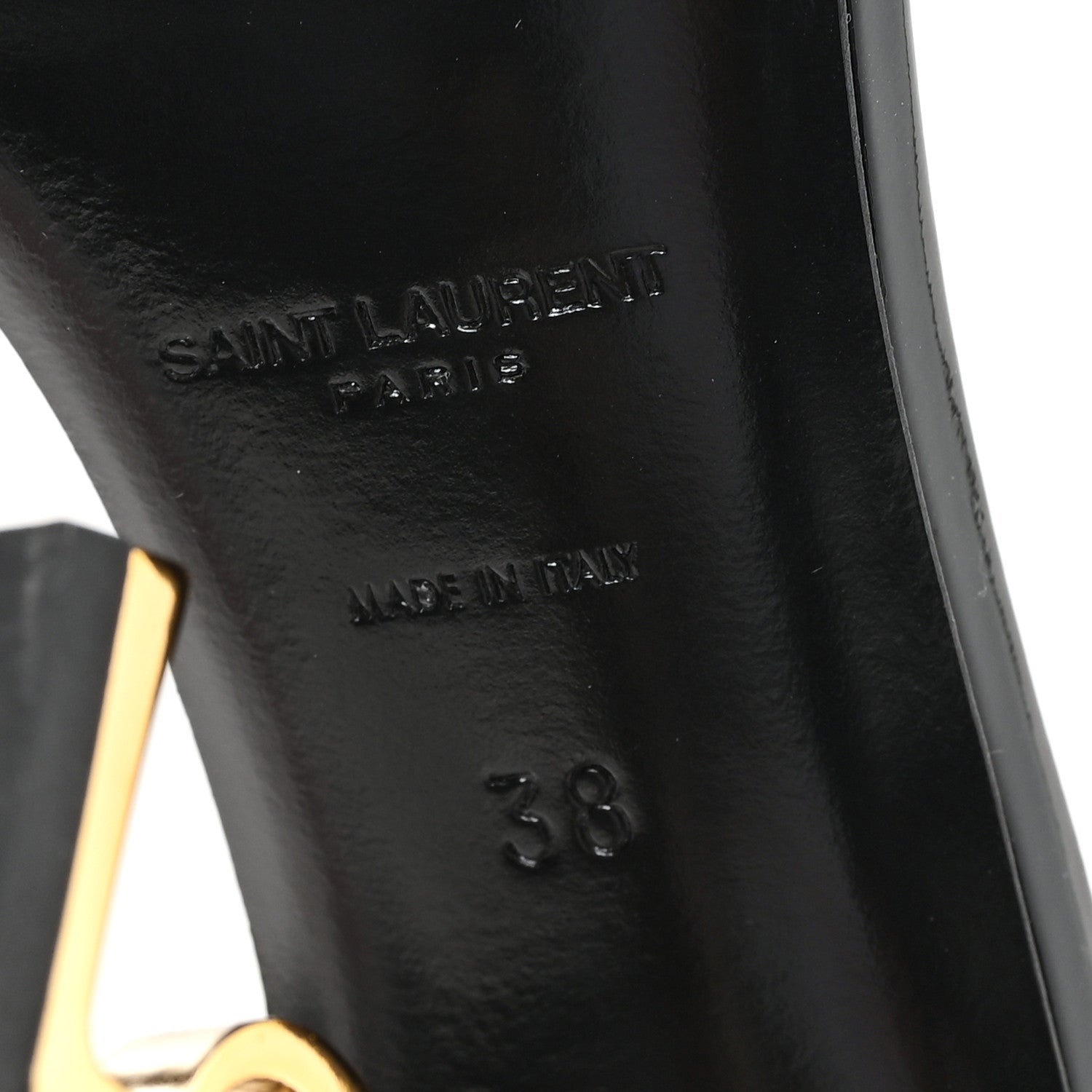 Saint Laurent Patent Calfskin Opyum 110 Sandals 38 Black Gold 7 of 9