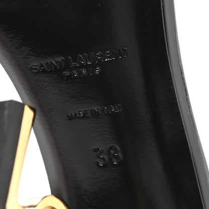 Saint Laurent Patent Calfskin Opyum 110 Sandals 38 Black Gold 7 of 9