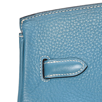 Hermes Taurillon Clemence Birkin 35 Blue Jean 32 of 33