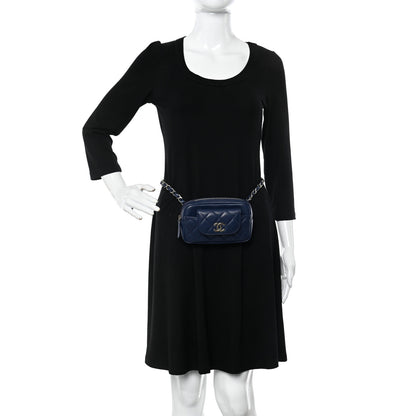 Chanel Lambskin Quilted Waist Bag With Pouch Blue 2 of 15