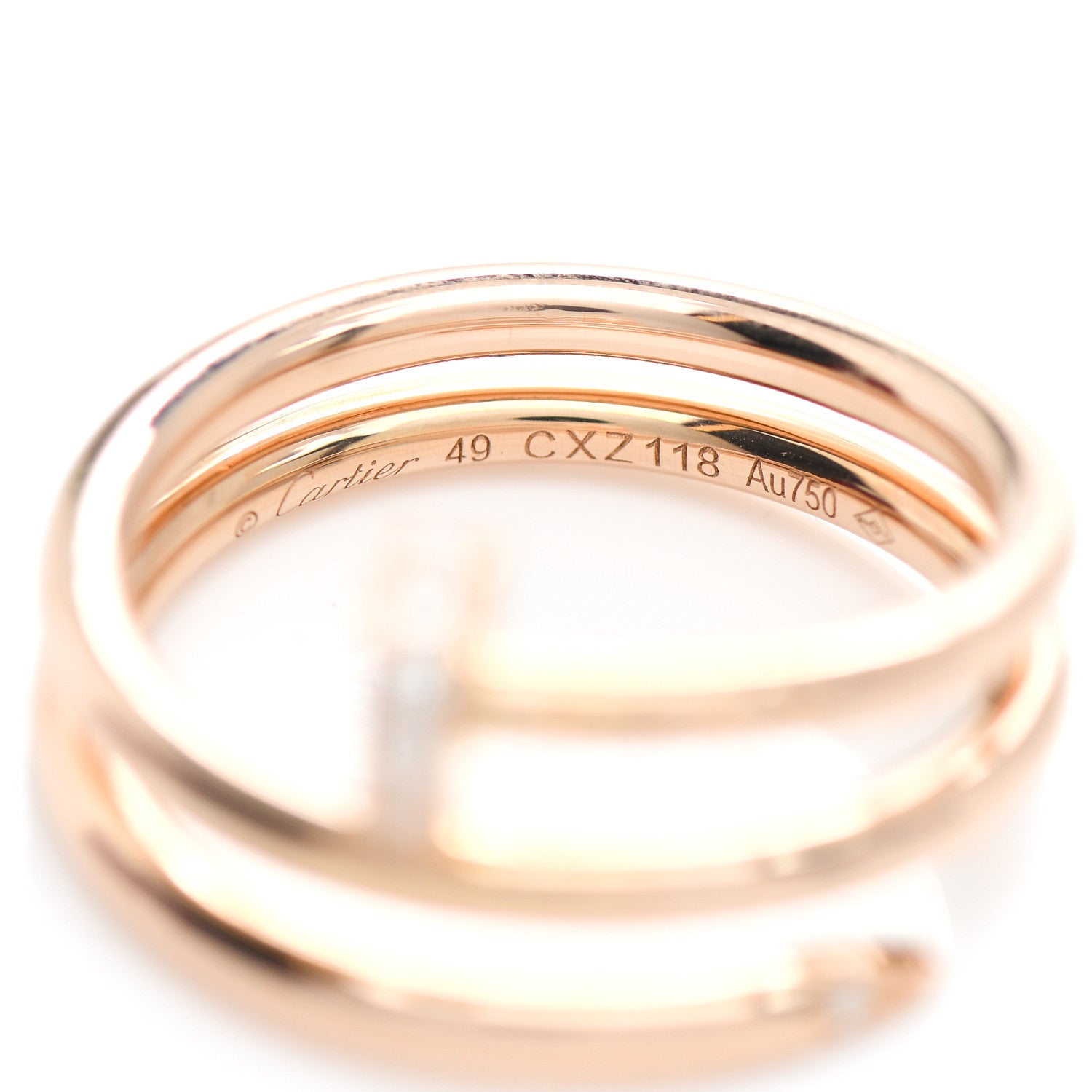 Cartier 18K Pink Gold Diamond Double Juste Un Clou Ring 49 5 4 of 5