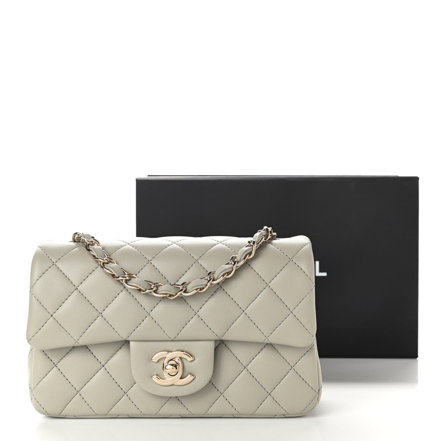 Chanel Lambskin Quilted Mini Rectangular Flap Grey 10 of 10