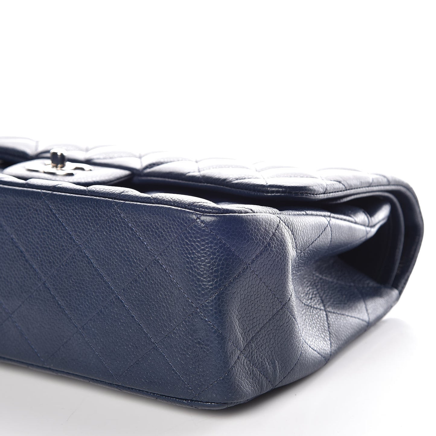 Caviar Quilted Jumbo Double Flap Navy