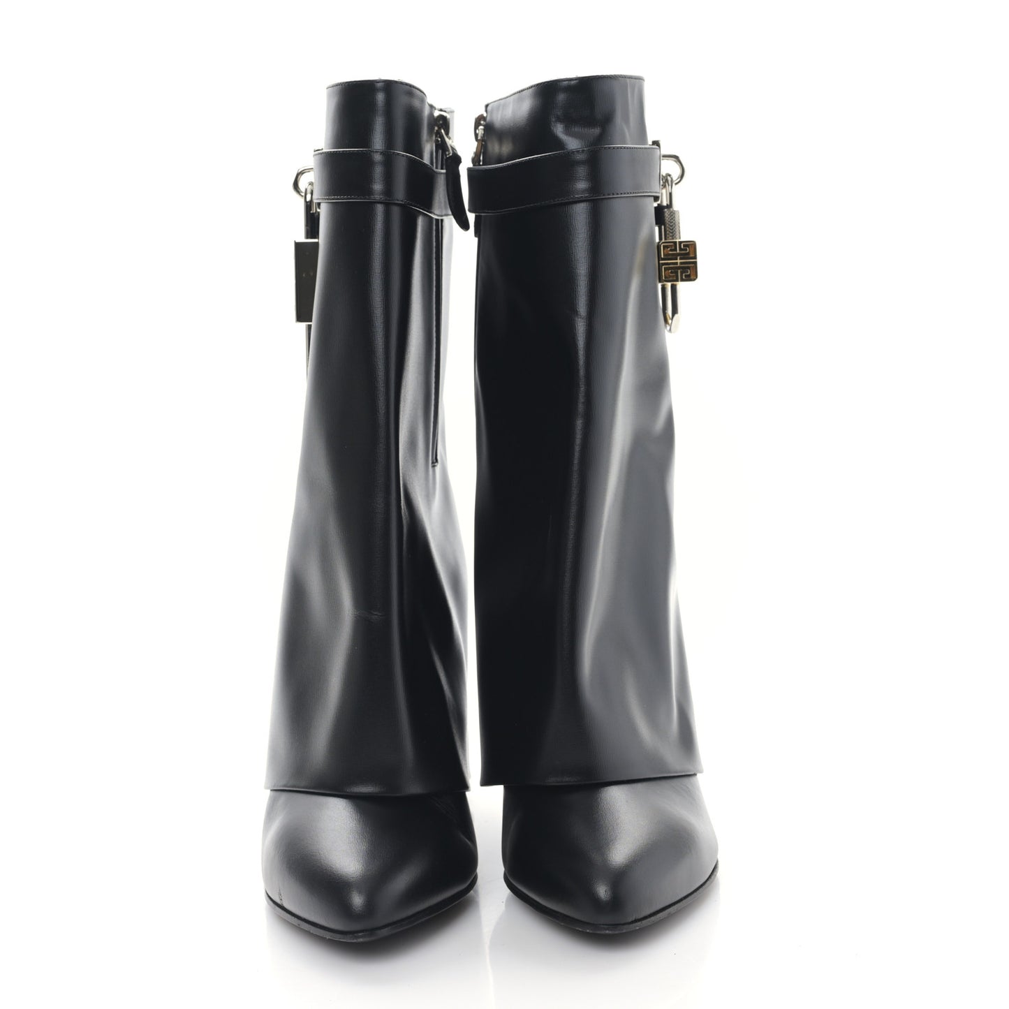 Calfskin Shark Lock Ankle Boots 40 Black