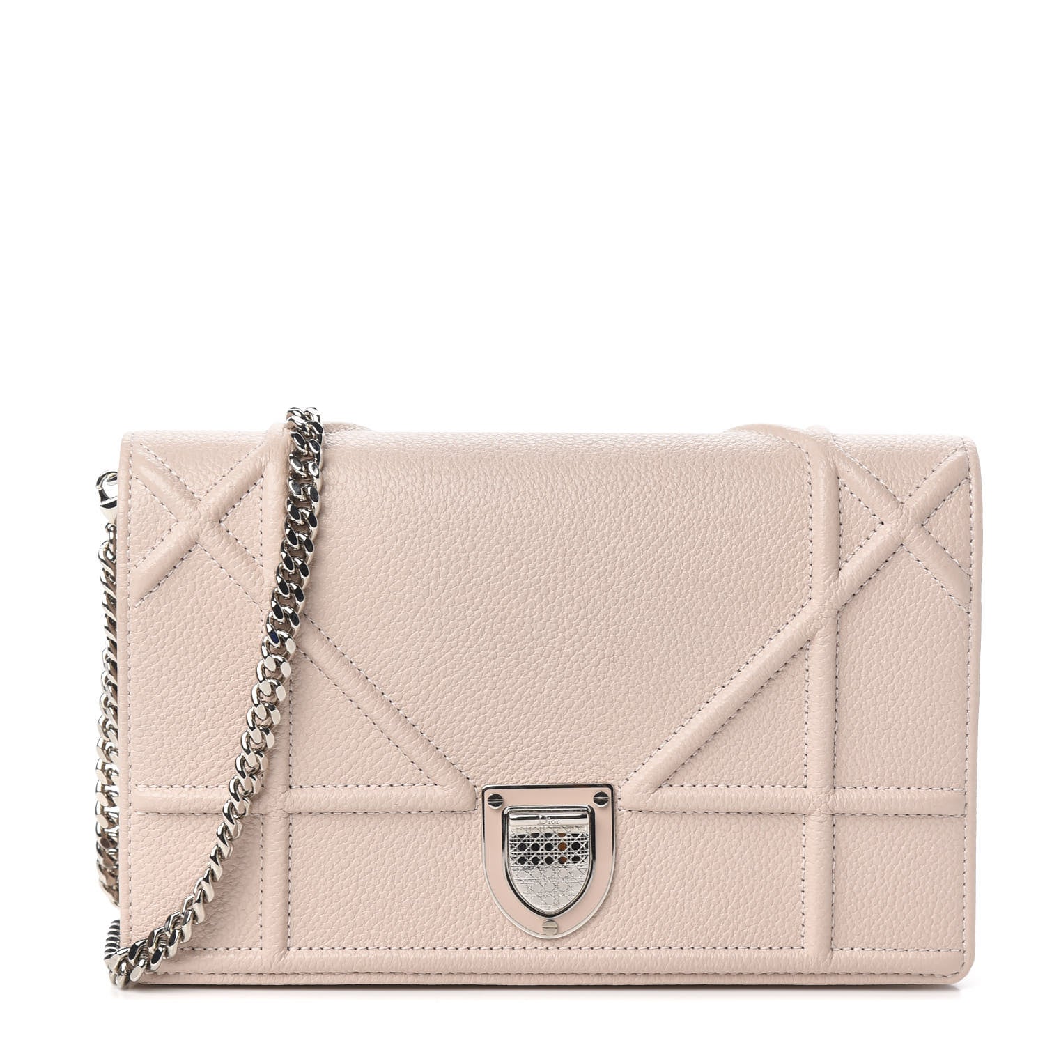 Christian Dior Grained Calfskin Diorama Wallet on Chain Pouch Rose Poudre 1 of 10