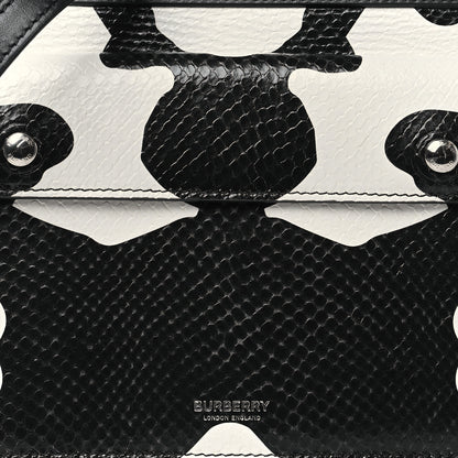 Burberry Calfskin Snakeskin Cow Print Mini Pocket Bag Black White 7 of 9