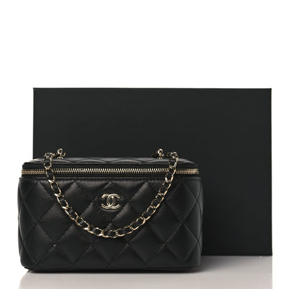 Chanel Lambskin Quilted Small Pearl Crush Vanity Case With Chain Black 10 of 10