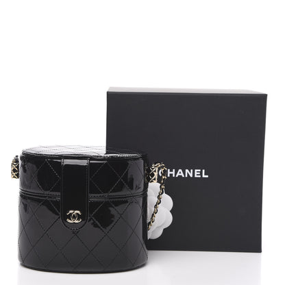 Chanel Patent Quilted Round Clutch With Chain Black 10 of 10