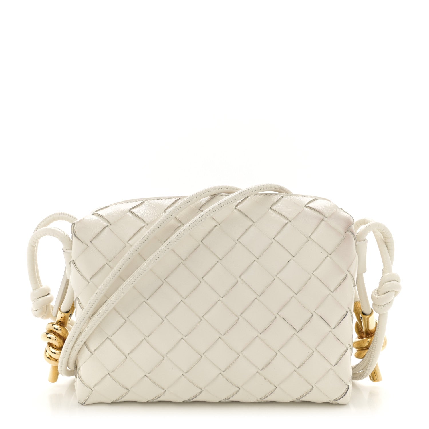 Bottega Veneta Polished Nappa Intrecciato Knot Mini Loop Camera Bag Bone 1 of 11