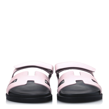 Hermes Calfskin Womens Chypre Sandals 41 Rose Porcelaine 3 of 13