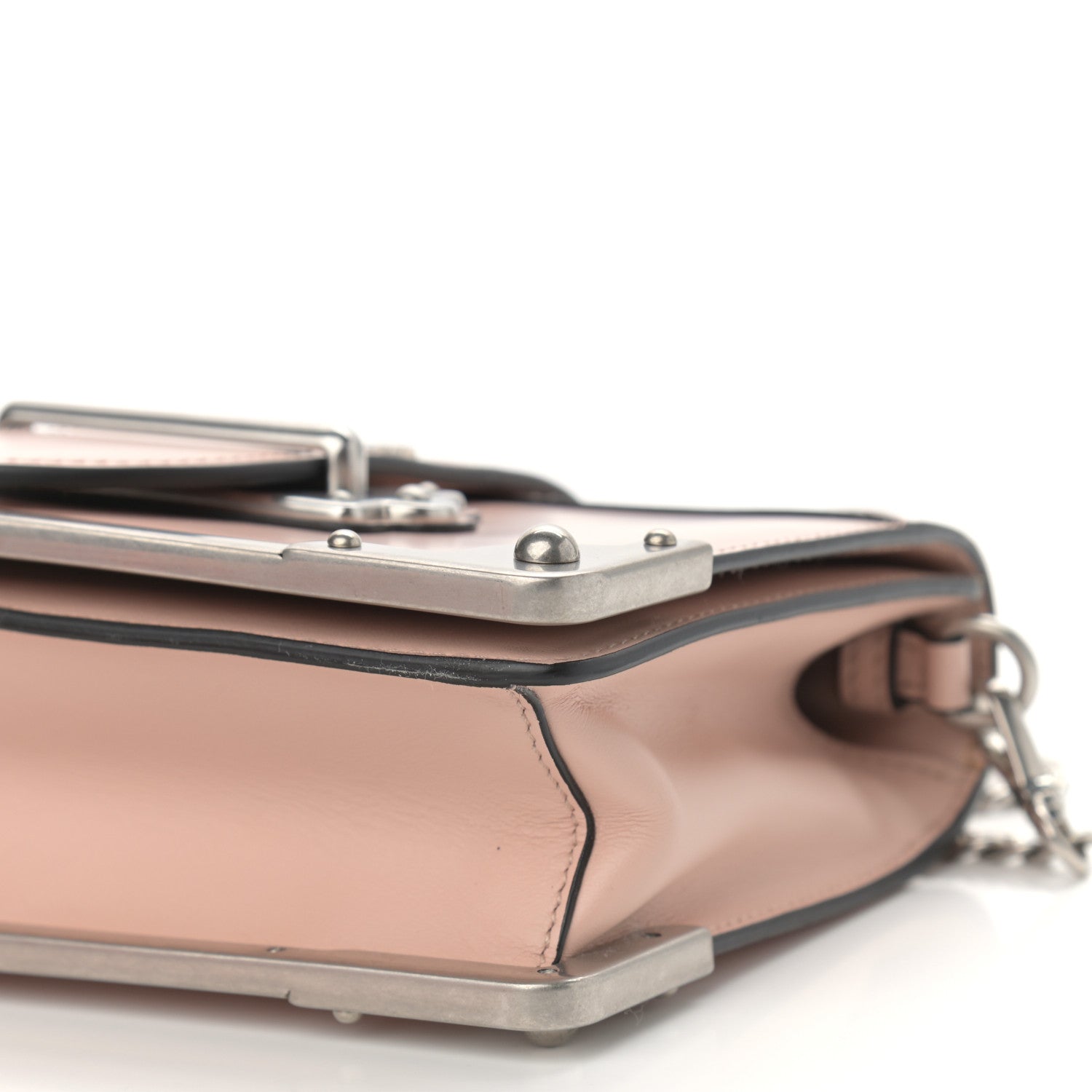 Prada Spazzolato Soft Calf Cahier Chain Wristlet Clutch Pesca 8 of 8