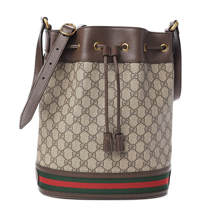Gucci GG Supreme Monogram Web Ophidia Bucket Bag Brown 1 of 10