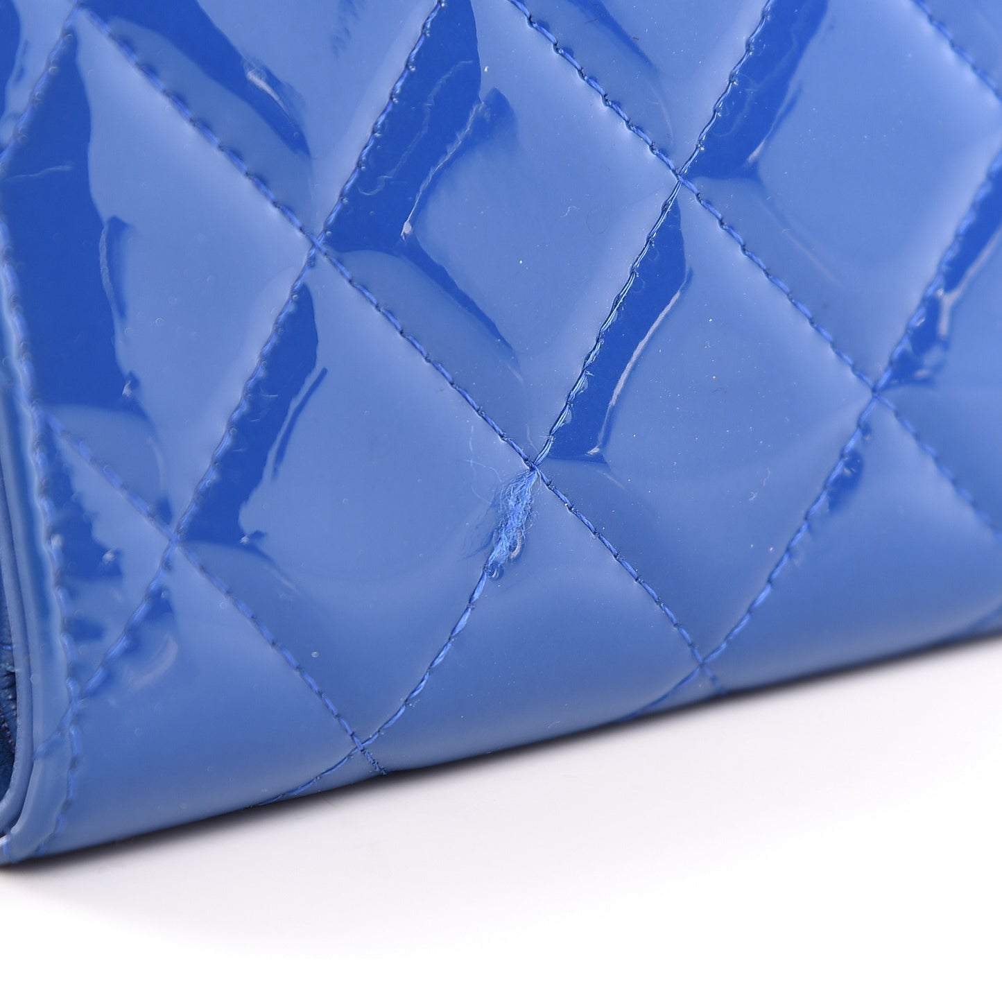Patent Quilted Zipped Pocket Wallet Blue