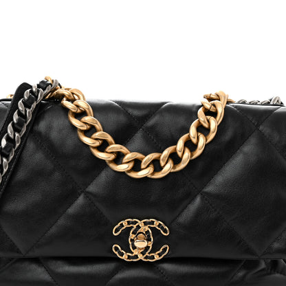 Chanel Goatskin Quilted Large Chanel 19 Flap Black 5 of 10
