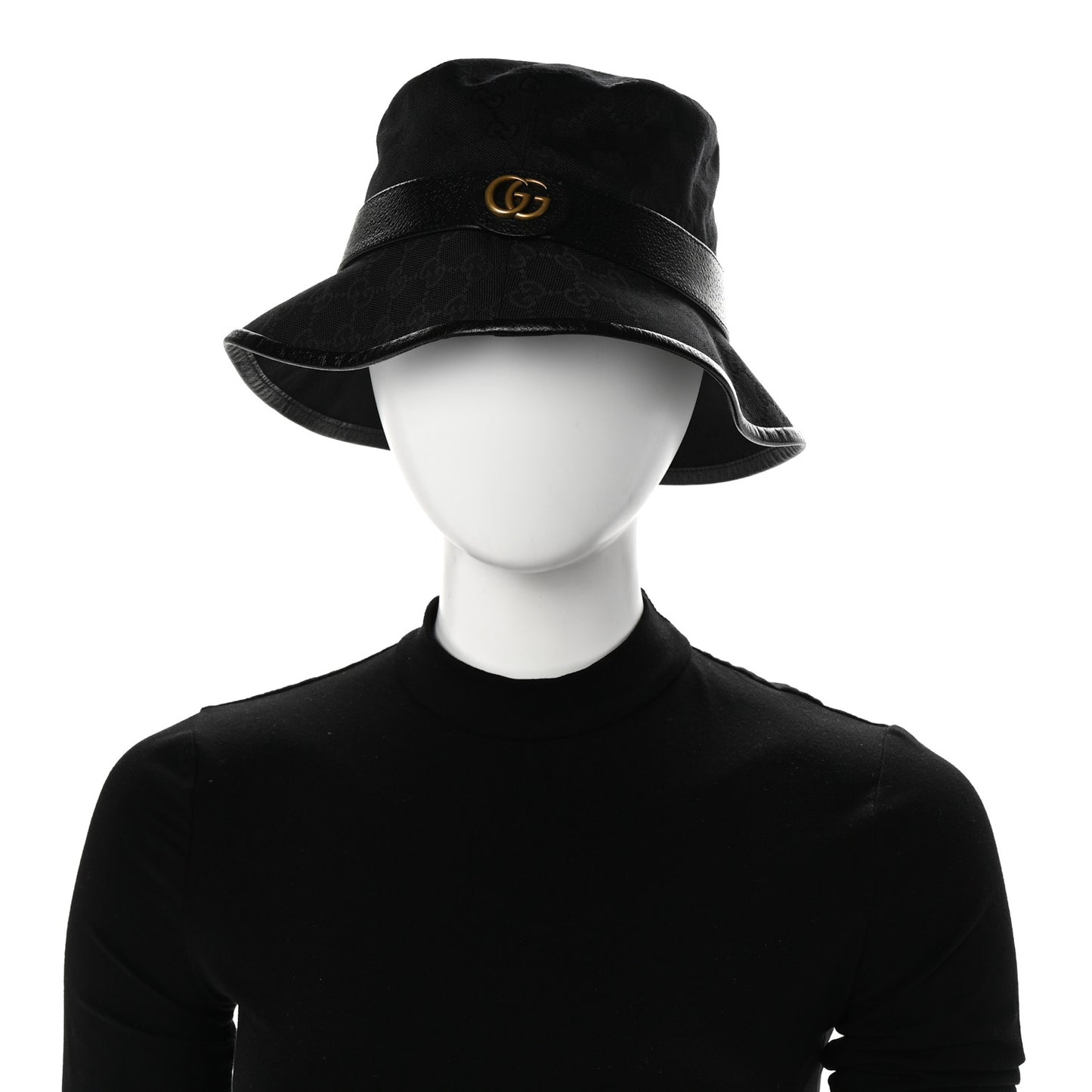 Monogram Textured Dollar Calfskin GG Jago Bucket Hat L Black