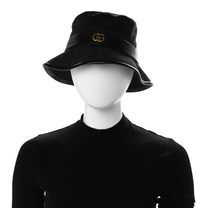 Gucci Monogram Textured Dollar Calfskin GG Jago Bucket Hat L Black 2 of 9