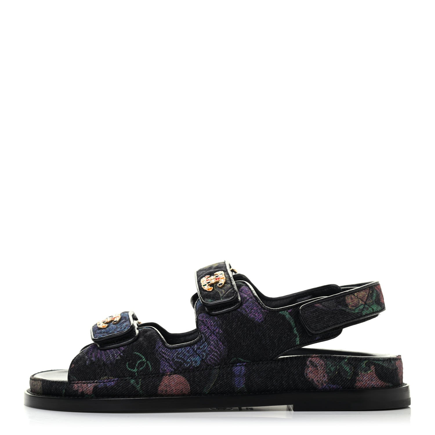 Chanel Denim Quilted Dad Sandals 36.5 Black Multicolor 1 of 5