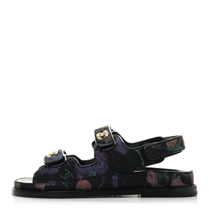 Chanel Denim Quilted Dad Sandals 36.5 Black Multicolor 1 of 5