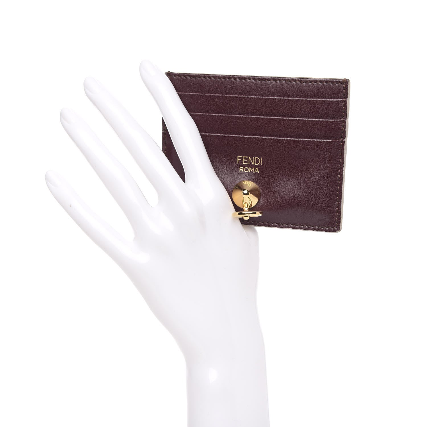 Fendi Vitello Liberty Lucio By The Way Card Holder Bordeaux Amido Blue Notte 2 of 7