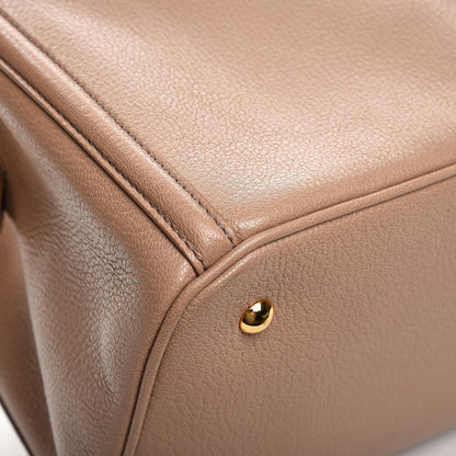Miu Miu Goatskin Madras Top Handle Tote Cammeo 12 of 14