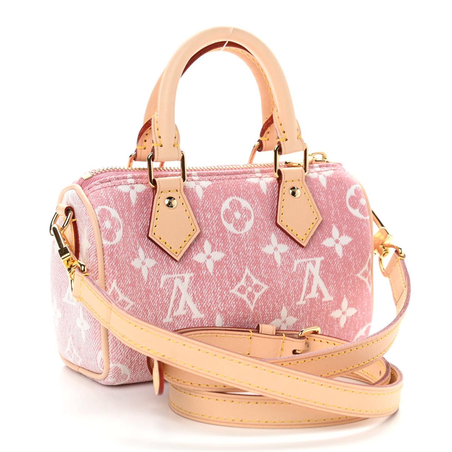 Monogram Jacquard Denim Nano Speedy Bandouliere Pink
