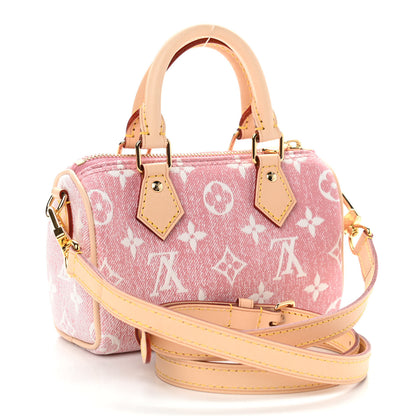 Louis Vuitton Monogram Jacquard Denim Nano Speedy Bandouliere Pink 3 of 10