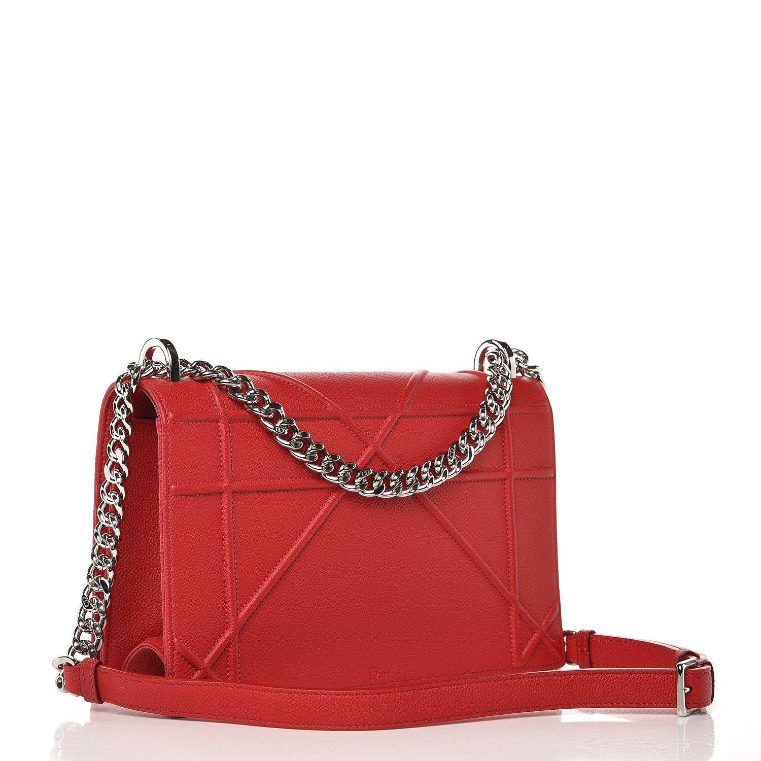 Christian Dior Grained Calfskin Medium Diorama Flap Bag Red 4 of 10