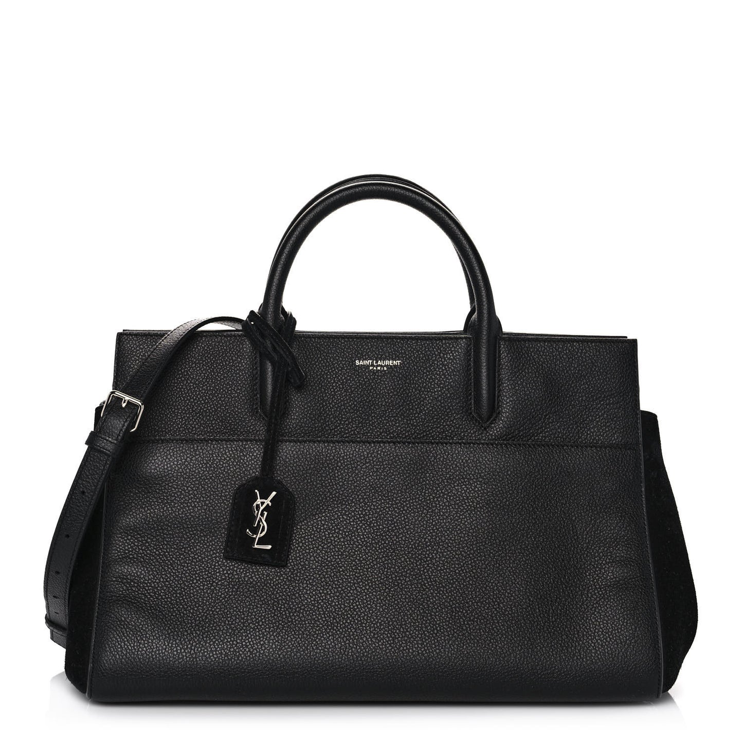 Grained Calfskin Small Cabas Rive Gauche Black