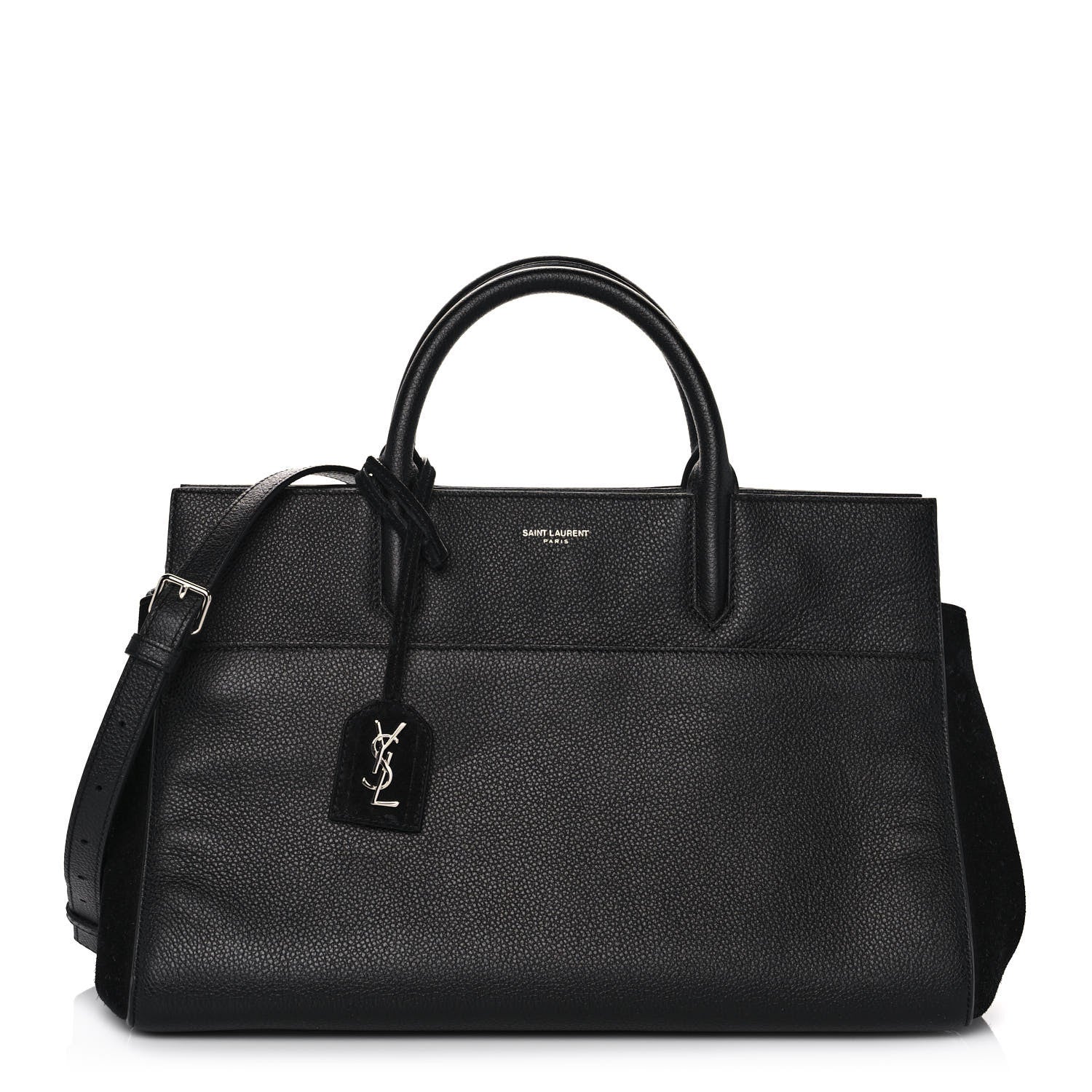 Saint Laurent Grained Calfskin Small Cabas Rive Gauche Black 1 of 12