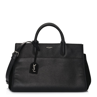 Saint Laurent Grained Calfskin Small Cabas Rive Gauche Black 1 of 12