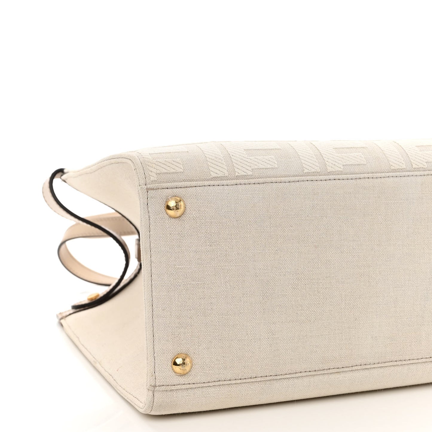 Canvas Vitello King FF Embroidered Medium Peekaboo X-Tote Poudre