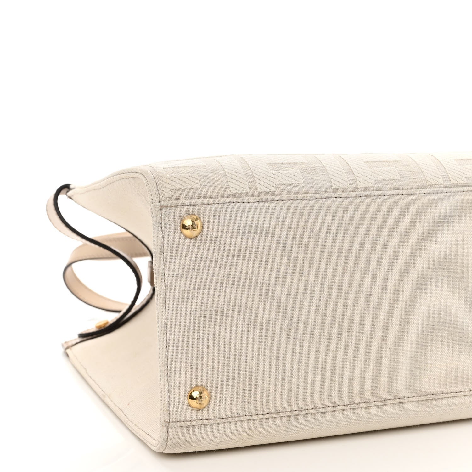 Fendi Canvas Vitello King FF Embroidered Medium Peekaboo X-Tote Poudre 9 of 12