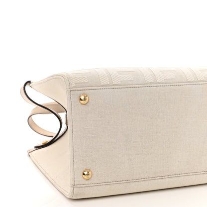 Fendi Canvas Vitello King FF Embroidered Medium Peekaboo X-Tote Poudre 9 of 12