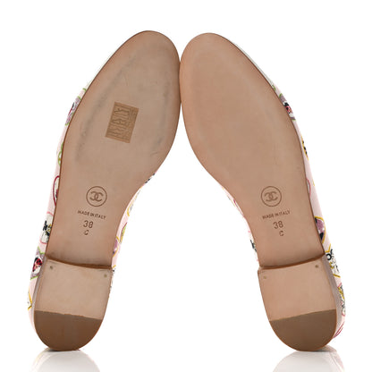 Chanel Canvas Patent Coco Hearts Cap Toe Ballerina Flats 38 Pink White 5 of 8