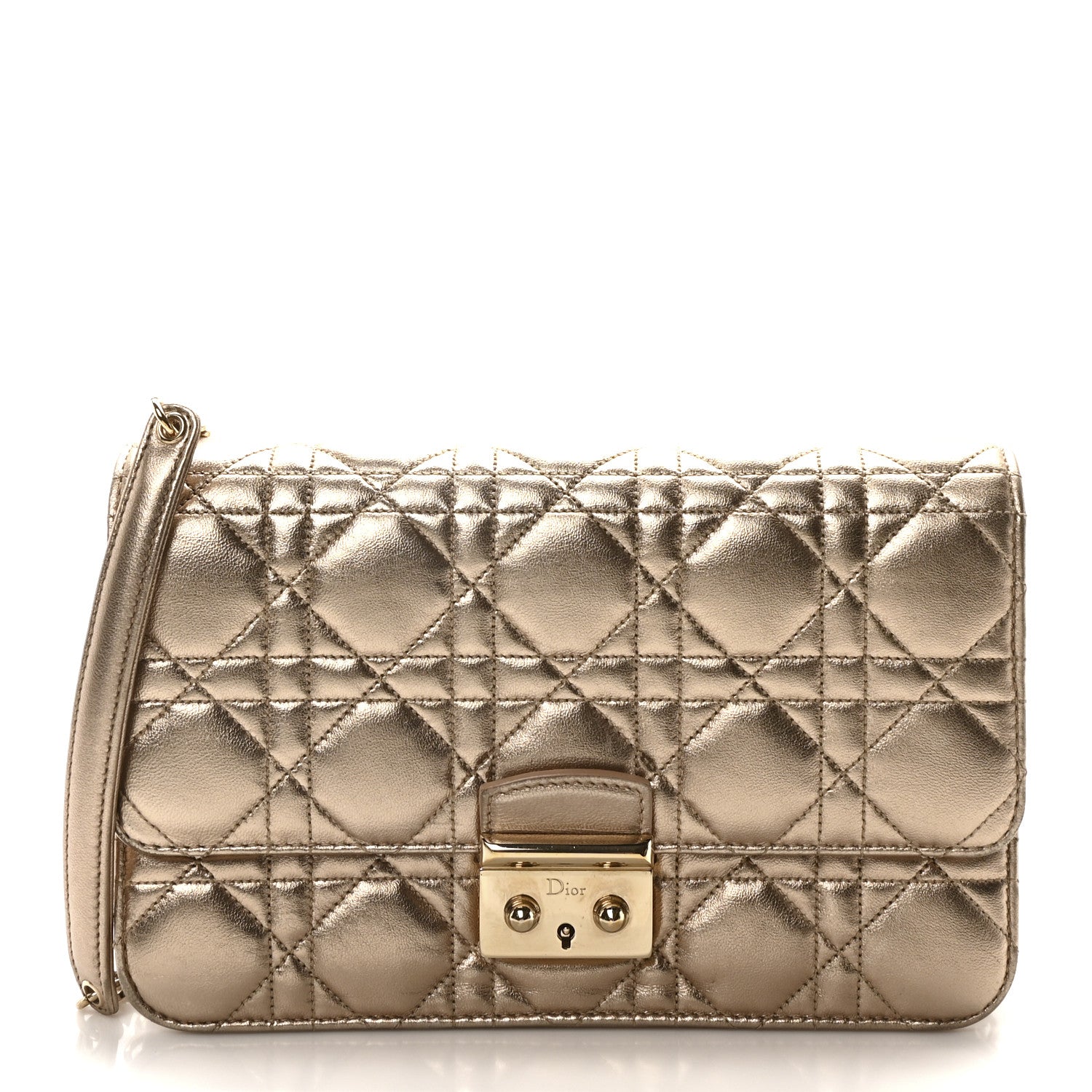Christian Dior Metallic Lambskin Cannage Miss Dior Promenade Pouch Gold 1 of 11