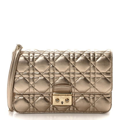 Christian Dior Metallic Lambskin Cannage Miss Dior Promenade Pouch Gold 1 of 11