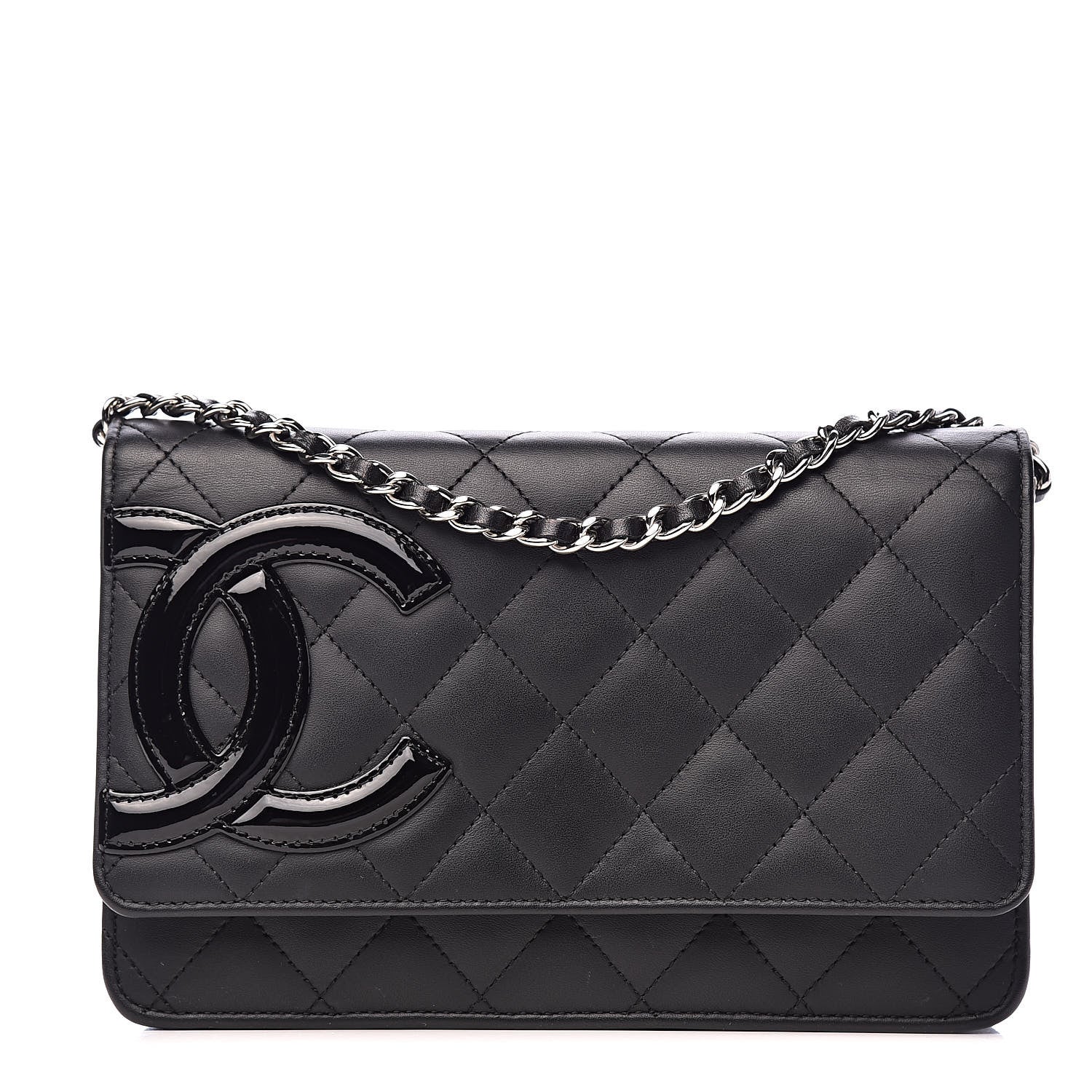 Chanel Calfskin Quilted Cambon Wallet On Chain WOC Black 1 of 16