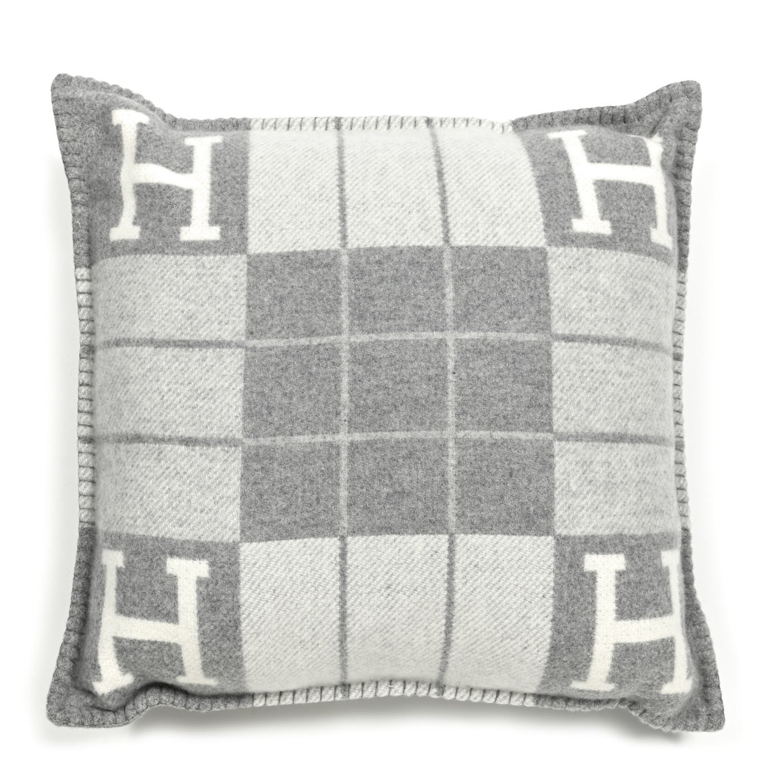 Hermes Wool Cashmere Avalon III Pillow PM Ecru Gris Clair 1 of 3