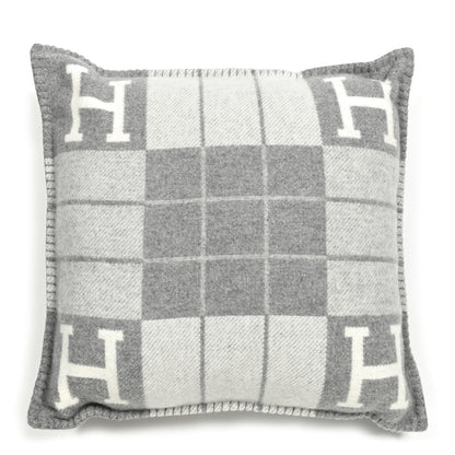 Hermes Wool Cashmere Avalon III Pillow PM Ecru Gris Clair 1 of 3