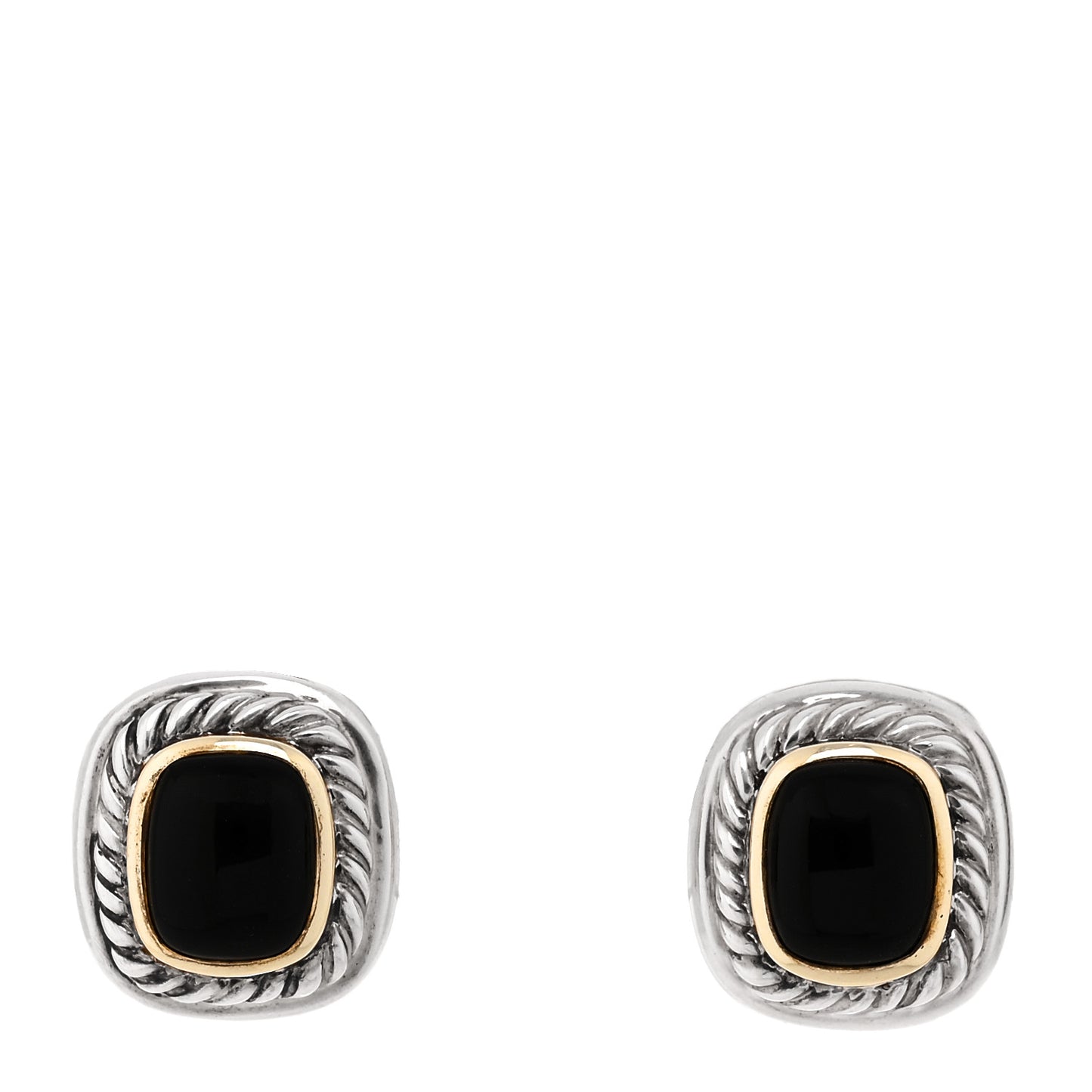 Sterling Silver 14K Yellow Gold Black Onyx 11mm Albion Earrings