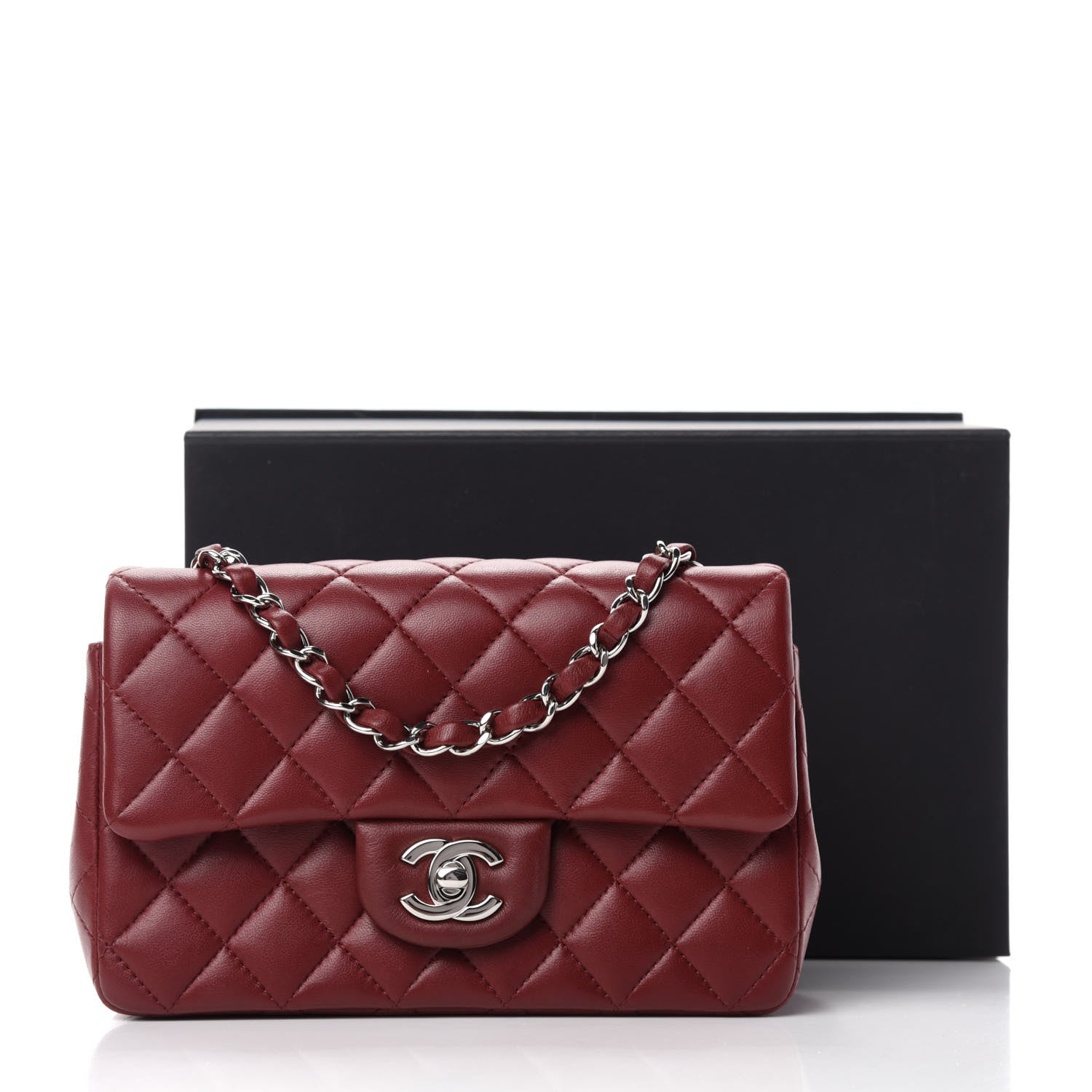 Chanel Lambskin Quilted Mini Rectangular Flap Burgundy 13 of 13