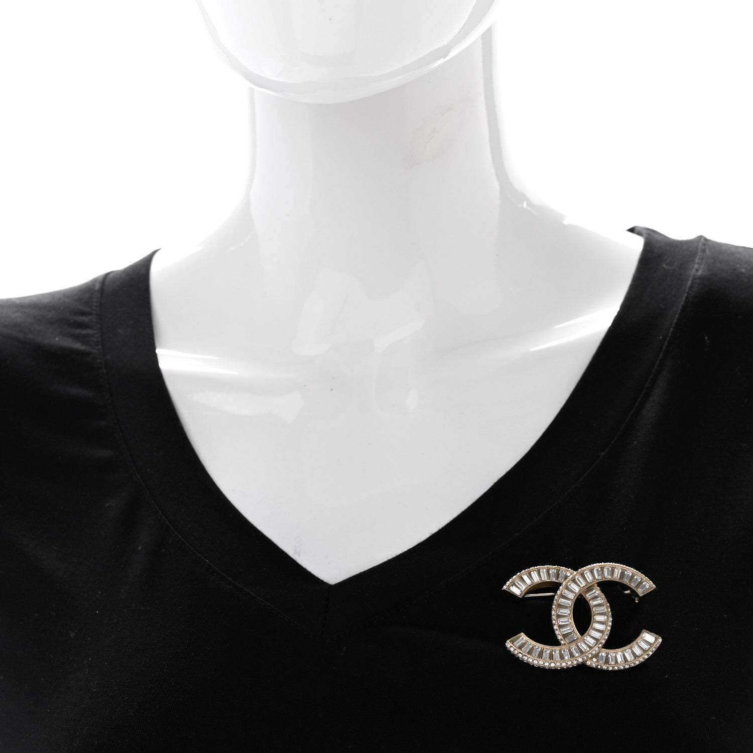 Chanel Baguette Crystal CC Brooch Gold 2 of 8