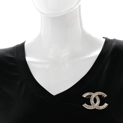 Chanel Baguette Crystal CC Brooch Gold 2 of 8