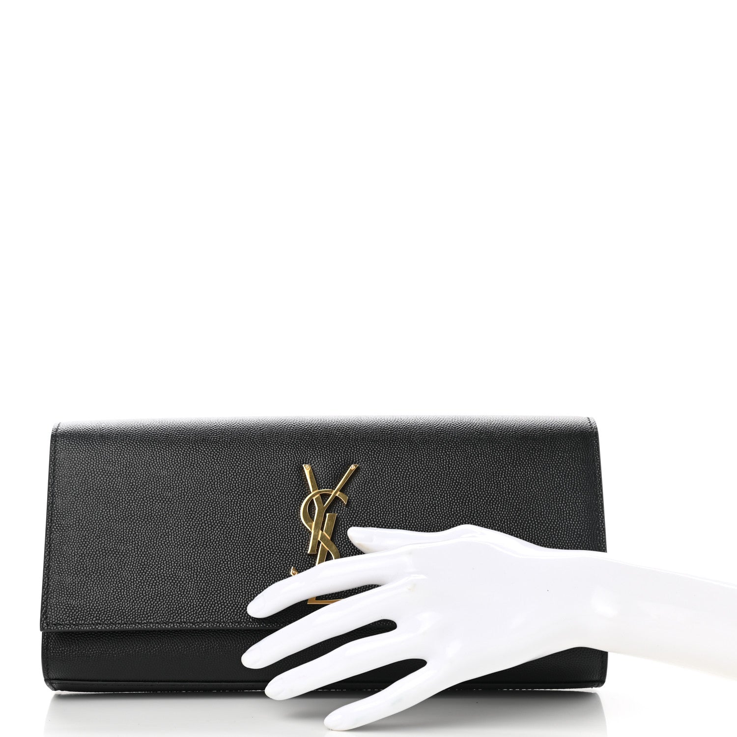 Saint Laurent Grain De Poudre Monogram Cassandre Clutch Black 2 of 8