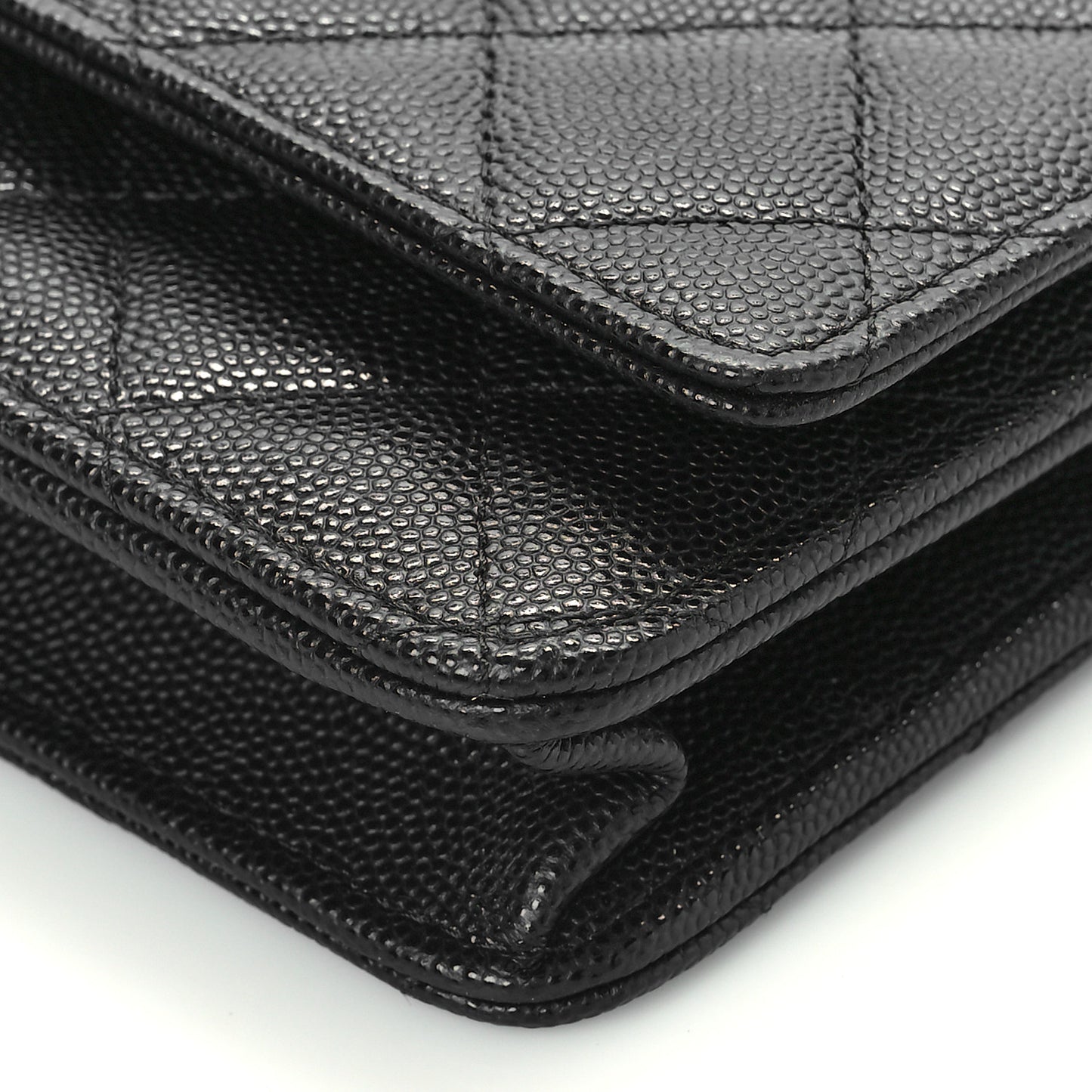 Caviar Quilted Crystal CC Wallet On Chain WOC Black