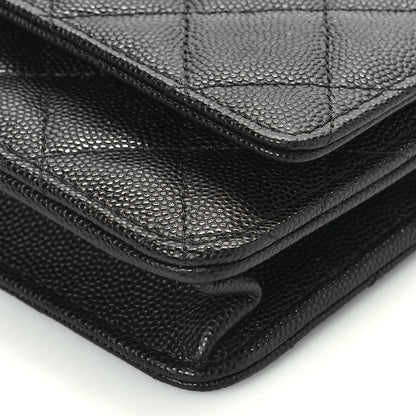 Chanel Caviar Quilted Crystal CC Wallet On Chain WOC Black 9 of 10