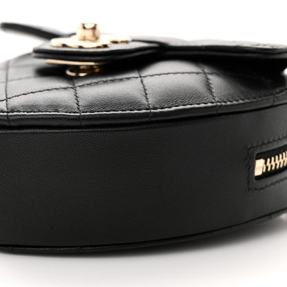 Chanel Lambskin Quilted CC In Love Heart Clutch With Chain Black 10 of 10