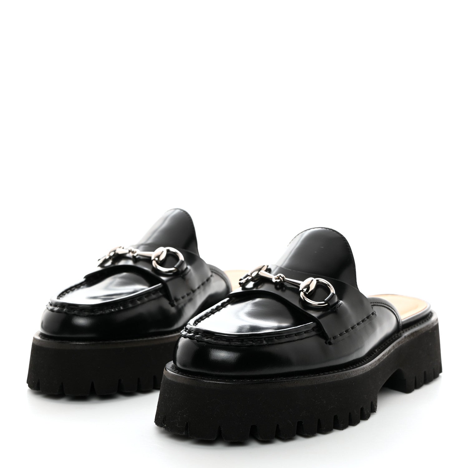 Gucci Magnum Calfskin Womens Horsebit Platform Mules 36.5 Black 3 of 9