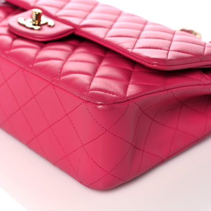 Chanel Lambskin Quilted Medium Double Flap Dark Pink 10 of 21